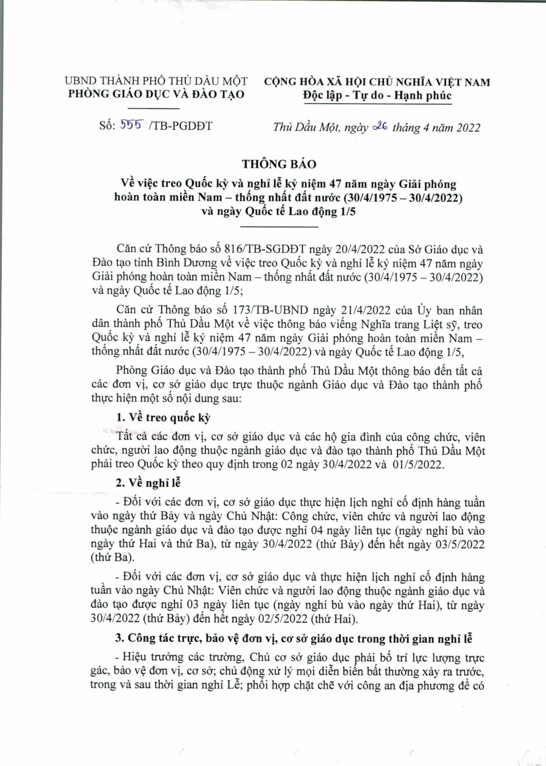 FILE 20220427 131514 Van ban di 555 TB nghi le 26 04 2022 1 1